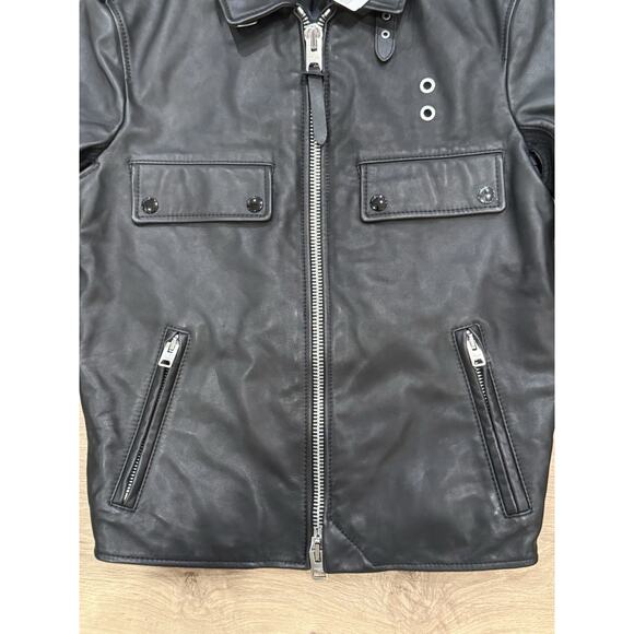 Coach 1941 $1,500 Black Leather Zip Officer Jacket Motorcycle 56969 Size 46 - Picture 2 of 10